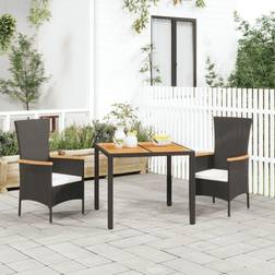 vidaXL 3-tlg Garten-Essgruppe mit Kissen Schwarz Essgruppe