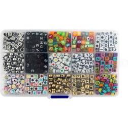 Grafix ABC perler i opbevaringskasse 15 forskellige typer smykkeperler