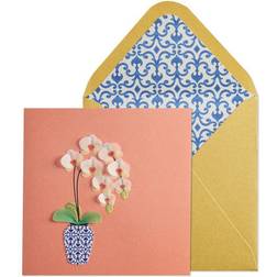 Orchids Birthday Greeting Card with Vase Design