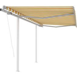 vidaXL Tenda Da Sole Retrattile Automatica Pali 3.5x2.5 m Gialla Bianca
