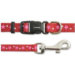 Ancol Small Bite Collar & Lead Set Stars Red
