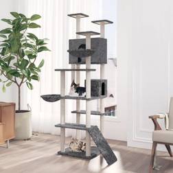 vidaXL Albero Per Gatti Con Tiragraffi In Sisal Grigio Scuro 191 cm