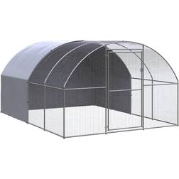 vidaXL Outdoor-Hühnerstall 3x4x2 m Verzinkter Stahl Silber, 3