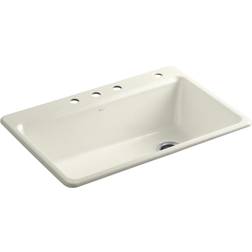 KOHLER K-5871-4A2-96 Riverby Kitchen Sink, Biscuit