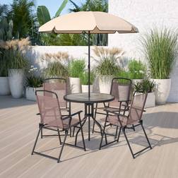 Emma + Oliver 6 Garden Umbrella Bistro Set