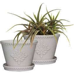 Southern Patio 8 Ceramic Lorna Planter Pearl White Pack of 2