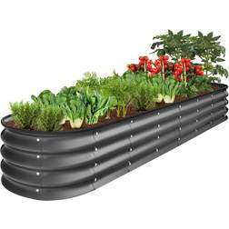 Best Choice Products 8x2x1ft Metal Raised Oval Garden Low Planter Box for Vegetables, Flowers