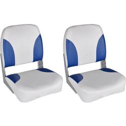 vidaXL 2x Asiento barco respaldo plegable cojín azul blanco 41x36x48cm