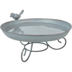 Fallen Fruits Grey Metal Standing Bird Bath