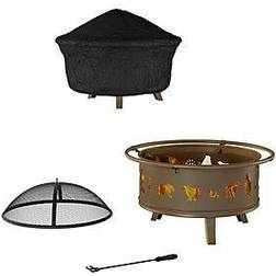 Pure Garden 32" Wood Burning Pit with Bear Cutouts