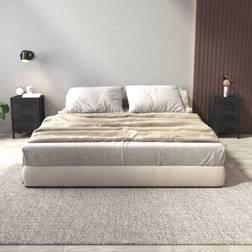 vidaXL Mesitas 2 Uds Madera Maciza De Pino Negro 40x30x55 cm Mesita de noche