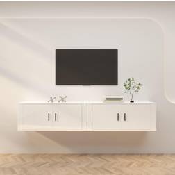 vidaXL Wall-mounted TV Cabinets 2 pcs Gloss White Wall Cabinet