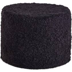 Natures Collection Curly Wool Pouffe, Black Puf