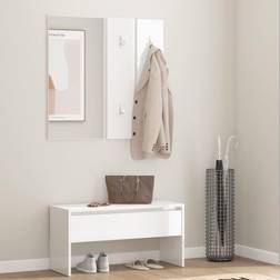 vidaXL Ensemble de Meubles de Couloir Blanc brillant Bois d'ingénierie Armoire