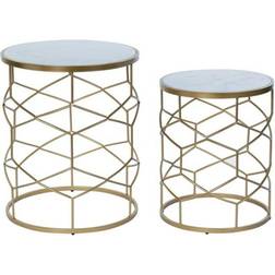 Dkd Home Decor Side Golden Metal White Small Table