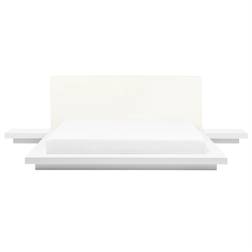 Beliani Wooden Super King Bed White ZEN Sängram