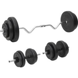 vidaXL Juego de barras y mancuernas con discos 60 kg