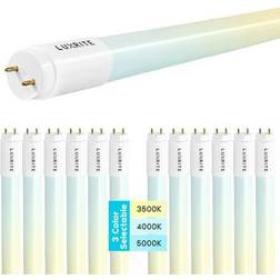 Luxrite 12-Pack 3FT T8 LED Tube Light, 12W=25W, 3 Color Option, Single and Double End Powered, 1560 Lumens, UL, DLC 12 Selectable