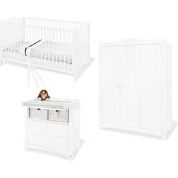 Pinolino Komplett-Babyzimmer, Florentina Babybett, Wickelkommode, Kinderkleiderschrank