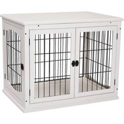 Pawhut Hundekäfig 2 Türen 81 BxTxH Hundehaus Hundetransportbox Ruhebox Hundebox 81.3x66cm