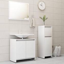 vidaXL Set Mobili da Bagno 3 pz Bianco Lucido Truciolato