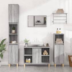 vidaXL Mobili da Bagno 3 pz Grigio Sonoma in Legno Multistrato