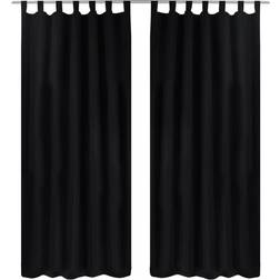 vidaXL 2 pcs Rideau À Passant Micro Satin Noir 140 x 225 cm