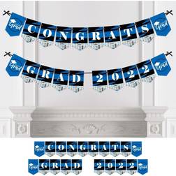 Big Dot of Happiness Blue Graduation Bunting Banner Party Decorations Congrats Grad 2023