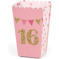 Sweet 16 16th Birthday Party Favor Popcorn Treat Boxes Set of 12 Pink