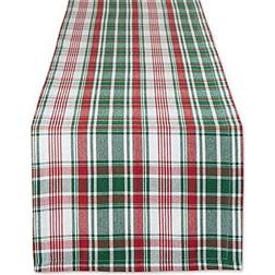 DII 108" Yuletide Plaid Runner Tablecloth Red