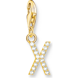 Thomas Sabo Charm-hängsmycke bokstaven X med vita stenar guldpläterad