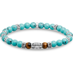 Thomas Sabo Sterling Silver Turquoise With Tiger's Eye Elements Bracelet A2087-364-7