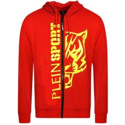 Philipp Plein Sport Yellow Logo Zip-Up Hoodie - Red