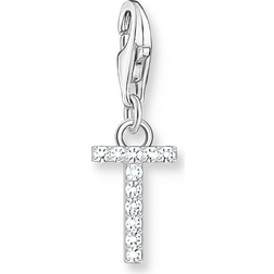 Thomas Sabo Charm-hängsmycke bokstaven T med vita stenar silver