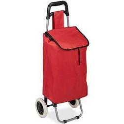 Relaxdays Folding Shopping Trolley Removable 28 L Grocery Tote With Wheels - Red