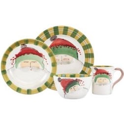 Vietri Old Nick Green Hat Dinner Set 4