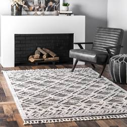 Nuloom Ansley Moroccan Lattice Tassel Gray 48x72"