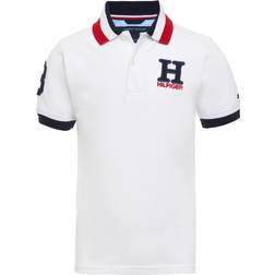 Tommy Hilfiger Little Boy's Striped Collar Embroidered Matt Polo - White