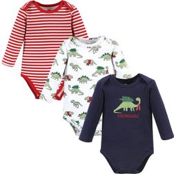 Hudson Baby Cotton Long-Sleeve Bodysuits - Christmasaurus