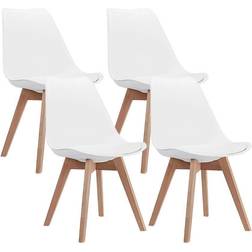 CangLong Modern Retro Midcentury Design Upholstered White Køkkenstol 82.9cm 4stk