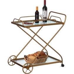 Vintiquewise Gold Metal Trolley Table