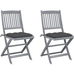 vidaXL Lot de 2 Chaises Pliables d'Extérieur avec Coussins, Sièges de Terrasse, Bois d'Acacia