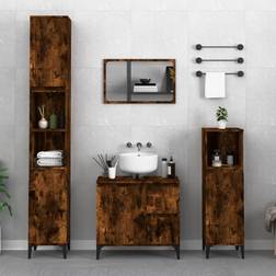 vidaXL Armario De Baño Madera Contrachapada Roble Ahumado 30x30x100 cm