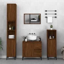 vidaXL Armadietto Bagno Rovere Marrone 30 x 30 x 100 cm Legno Multistrato