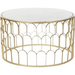 Dkd Home Decor D'appoint 8424001823222 87 x 87 x 51.5 cm Doré Aluminium Blanc Marbre Fer Table Basse