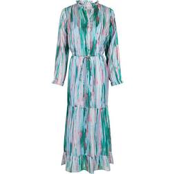 Neo Noir Silo Blurred Stripe Dress - Green