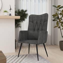 vidaXL Chaise À Oreilles Noir Toile Black Fauteuil