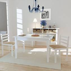 vidaXL Sillas Comedor 2 Uds Madera Maciza Caucho Terciopelo Blanco 81 x 44 x 45 cm Silla de Cocina 6pcs