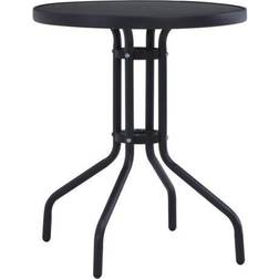 vidaXL Garden Table Black 23.6' Steel and Glass