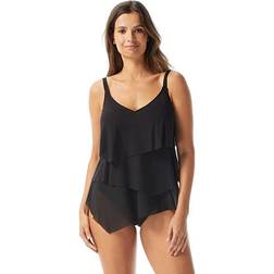 Coco Reef Women's Flourish Underwire Bra-Sized Tankini Top Black Black